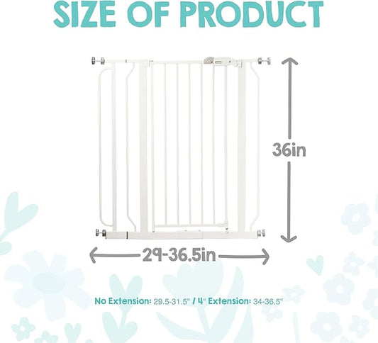 Regalo Safety 36" Extra Tall Baby Gate for Doorways & Bottom of Stairs, Pressure Mounted Walk Through Gate for Babies, Toddlers & Pets, Tested & Safe for 30 Years, American Designed, American Owned
