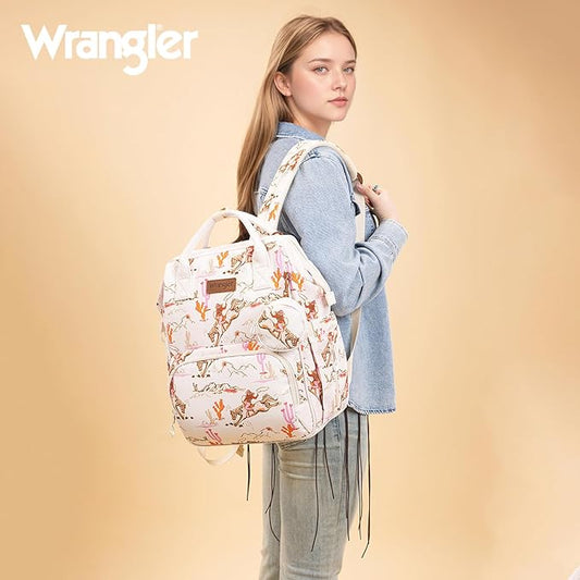 Montana West Wrangler Diaper Bag Backpacks Western Backpack Purses Multi-function Baby Bags for Mom with Waterproof Changing Pad & Pacifier Case