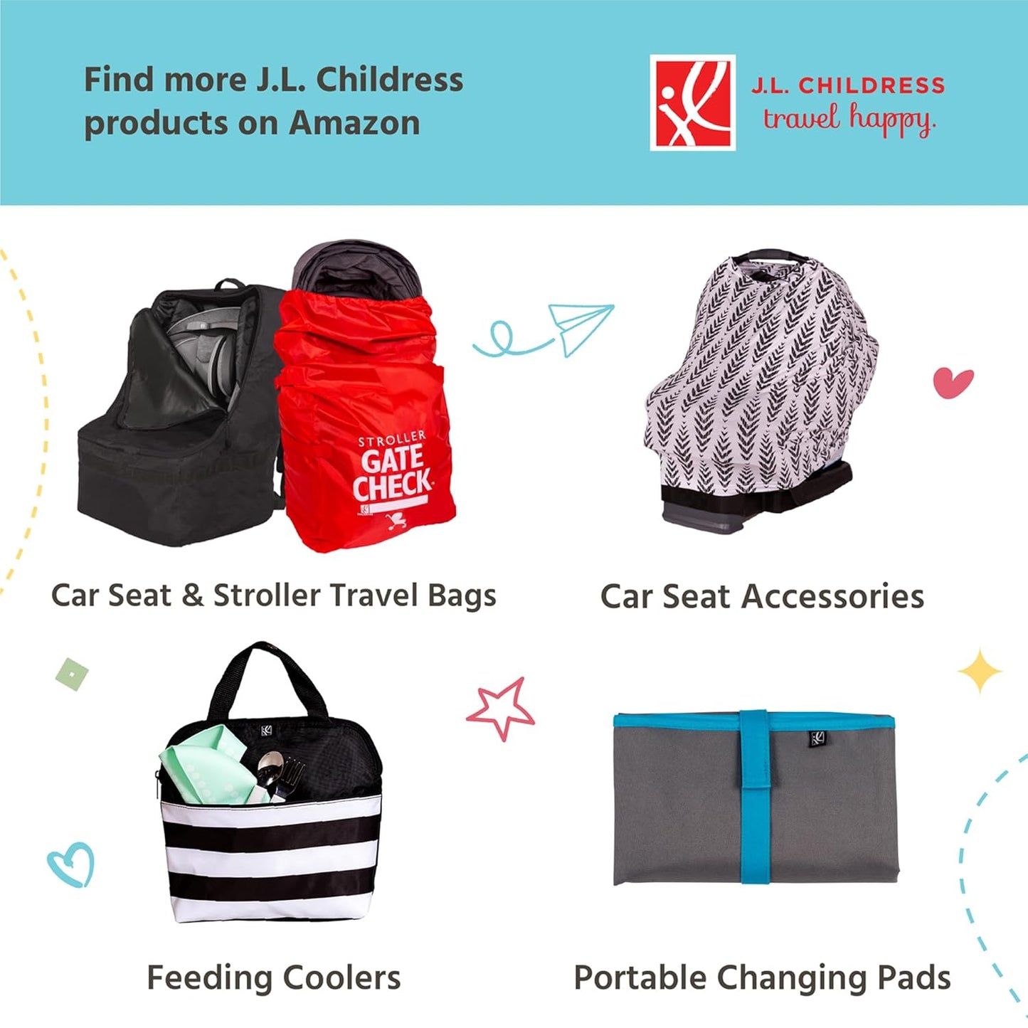 J.L. Childress Double Stroller Organizer with Large Mesh Storage Compartment - Stroller Accessory with Extra-Large Storage Bag - Deep Cup Holders - Multiple Zippered Pockets - Black