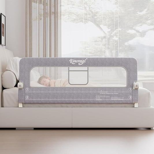 Bed Rail for Toddlers, 59 Inch Swing Down Toddler Bed Rails with Wider U-Shape Base, Breathable Baby Bed Rail Guard for King, Queen, Full, Twin Bed Rail for Baby