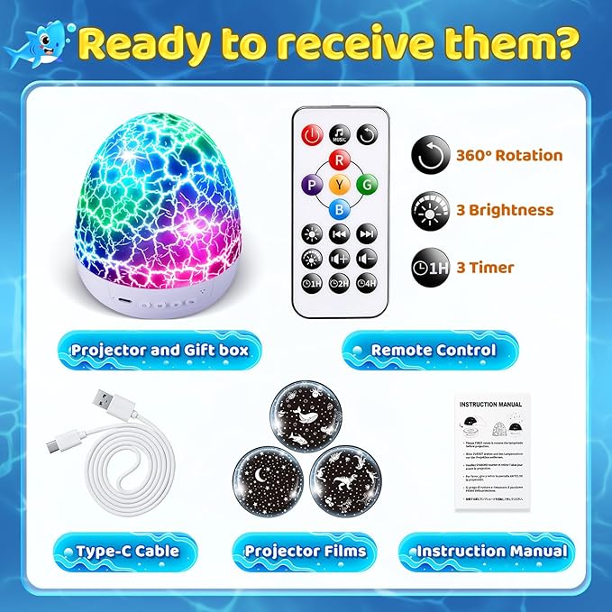 Sensory Lights Kids Sound Machine Night Light Projector Sensory Toys for Kids with Autism Toys for Boys 3-10 Boys Toys | 15 White Noise 3D Films 31Colors Night Light for Kids, Baby Gifts for Boy