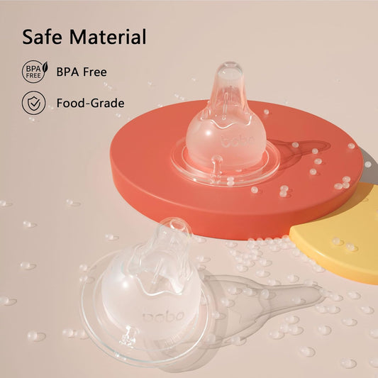 YOHKOH Baby Bottle Nipples for Wide Neck Bottles, 100% Natural Feel Silicone Nipples, BPA-Free (3m+, M, 4 Counts)