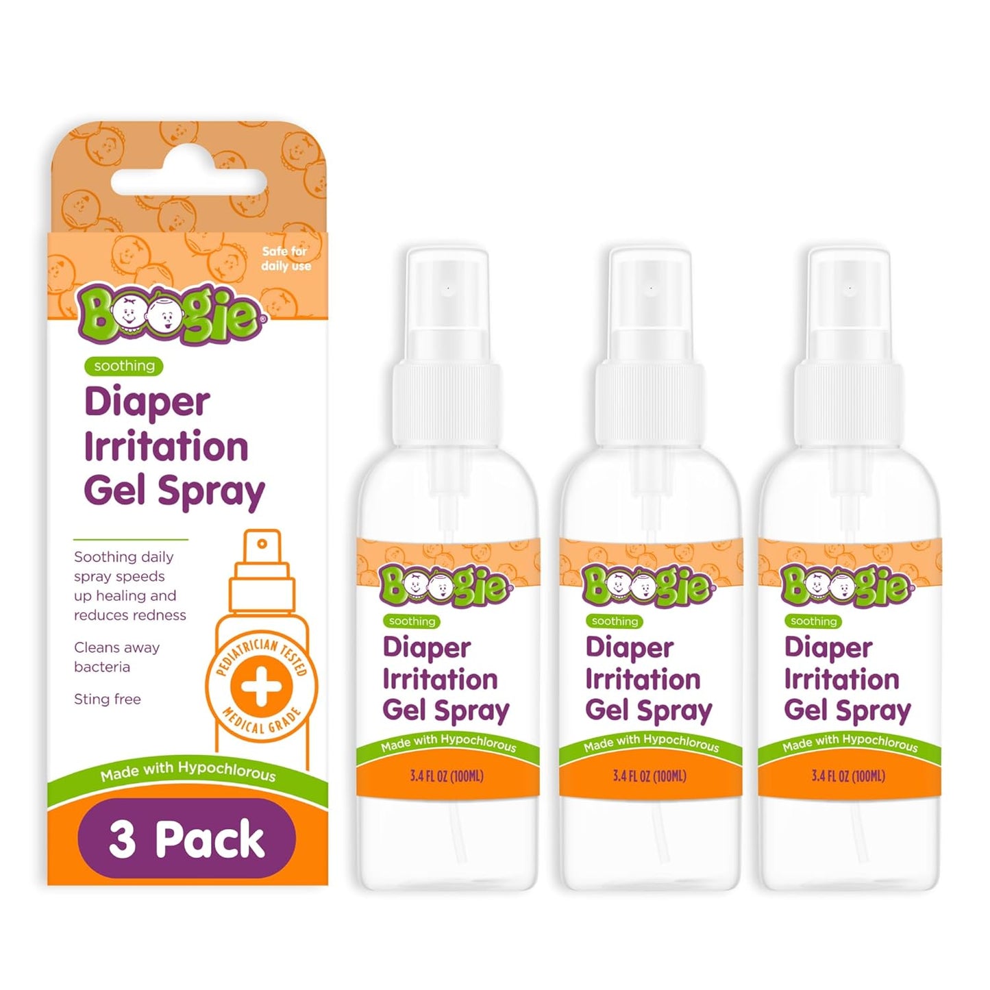 Boogie Hypochlorous Acid Diaper Irritation Gel Spray - 3.4 oz - Baby Essentials for Diaper Rash, Soothing Cleansing Spray