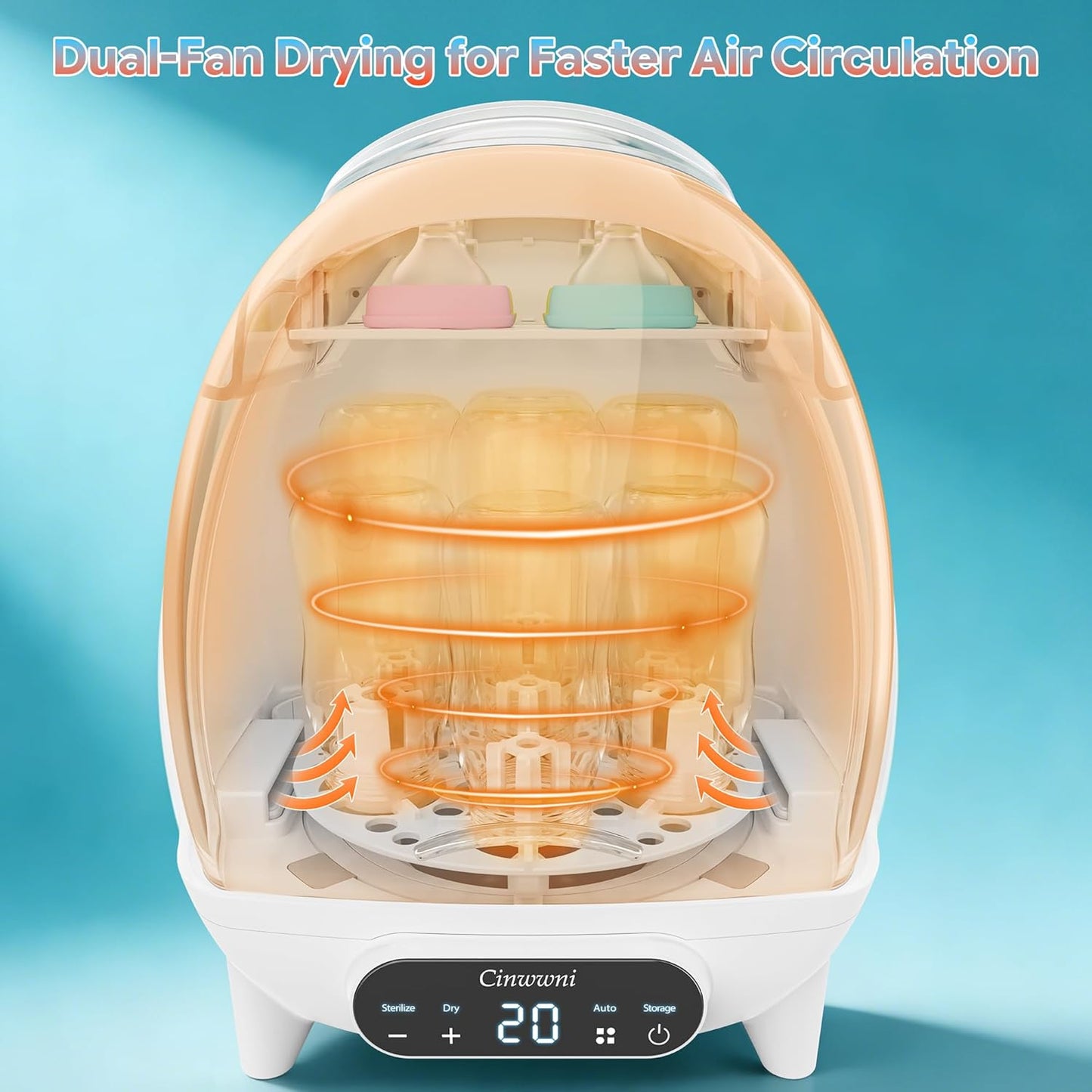 Bottle Sterilizer and Dryer, 4 in 1 Compact Steam Baby Bottle Sterilizer for Baby Bottles, Pacifiers, and Pump Parts & Newborn, Large Capacity 7 Bottles, Time-Saving Design