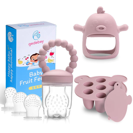 3-in-1 Baby Food & Fruit Feeder Set – Breastmilk Popsicle Mold with Freezer Tray, Teething Relief Toy, BPA Free Infant Silicone Feeding Combo, 3 Bonus Sizes (S/M/L) Sacs (Olive Green)
