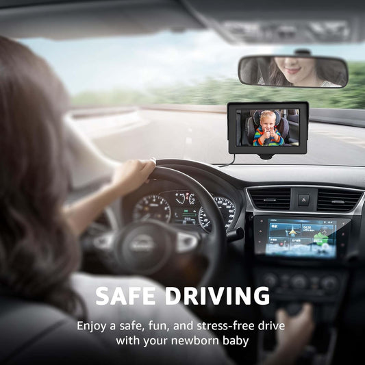 Baby Car Camera, HD Display Baby Car Mirror with Night Vision Feature, 4.3 inch Baby Car Camera with Monitor Wide Clear View, Backseat Camera Rear Facing to Observe Baby’s Every Move