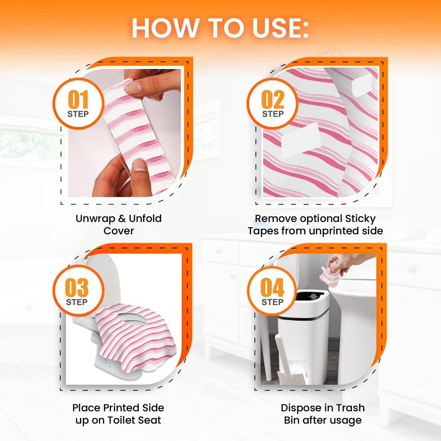 20 Extra Large Toilet Seat Covers Disposable for Kids & Adults-Toilet Covers Disposable for travel-Toddler Toilet Seat Cover Liners for Potty Training-Individually Wrapped-Waterproof (Bees)