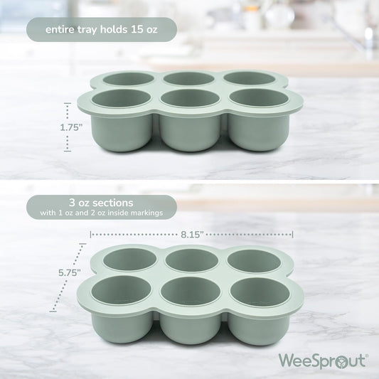 WeeSprout Silicone Freezer Tray with Clip on Lid Perfect Food Storage Container for Homemade Baby Food, Vegetable, Fruit Purees, and Breast Milk (Bright Orange, Ten 1.5 Ounce Sections)