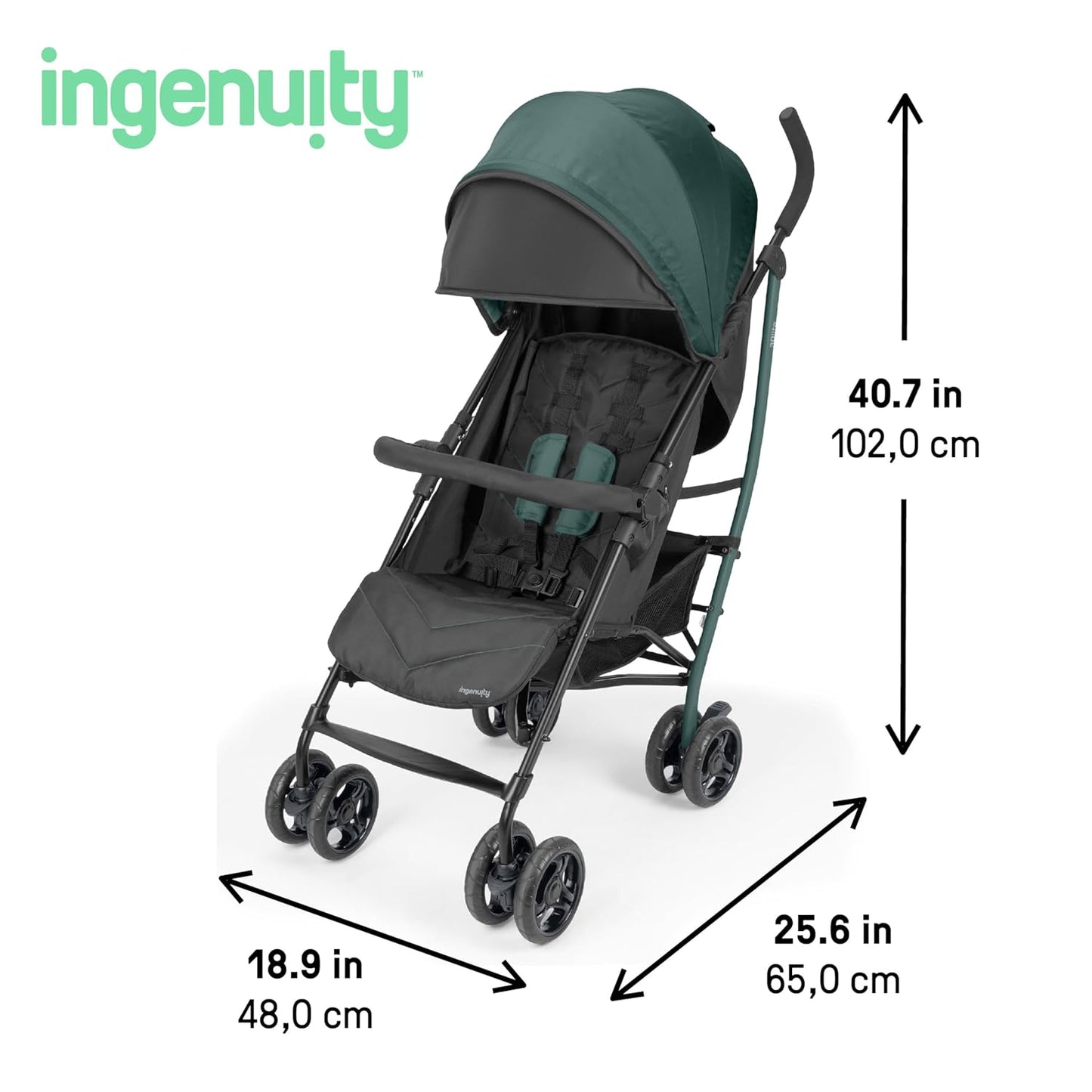 Ingenuity 3Dlite Convenience Stroller, Gray – Lightweight Stroller with Aluminum Frame, Large Seat Area, 4 Position Recline, Extra Large Storage Basket – Infant Stroller for Travel and More