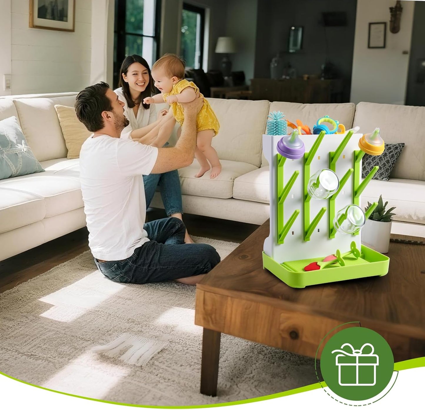 MeCids Baby Bottle Drying Rack, Vertical Standing Bottle Dryer Rack Holder, Space Saving Baby Bottle Drying Rack for Countertop - Holds Up to 12 Baby Bottles