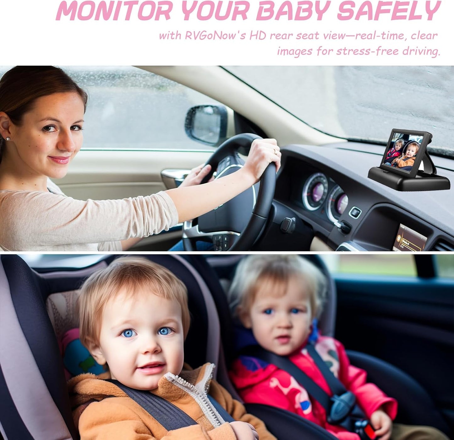 B1 Baby Car Camera with 4.3'' Monitor, USB Powered Rear Facing Seat Camera, HD 1080P Night Vision, 150° Wide Angle, Easy Installation, Safe & Portable Baby Monitor