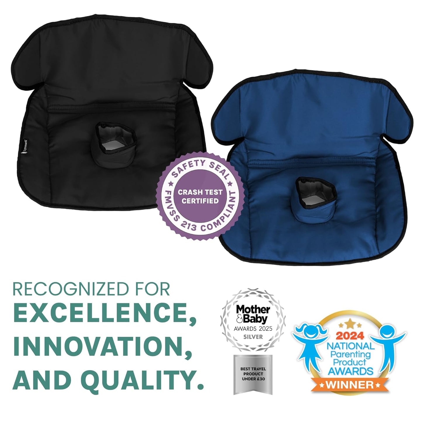 Lynmark® 2x Potty Training Car Seat Protector for Child Car Seat- Waterproof Soft Car Seat Piddle Pads for Toddlers, Baby- Travel-Friendly Washable Liner for Spills, Nappy Leak, Accident- Grey & Black