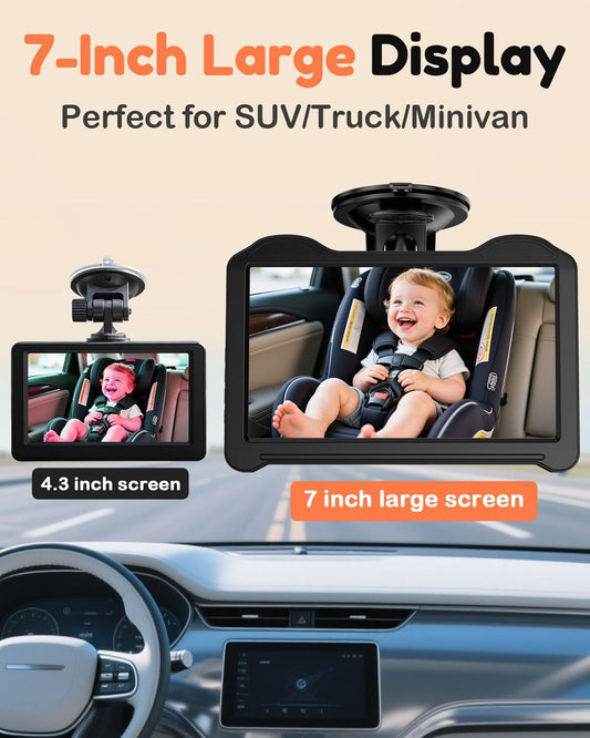 Dual Baby Car Camera for 2 Kids – 6.9” Split Screen Ultrawide HD Display with 2 Cameras, IR Night Vision, Easy Installation, Dual Car Camera Baby Monitor for Infant & Toddler Safety by Fodkh