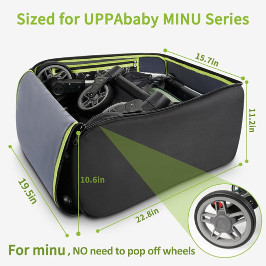 YOREPEK Padded Stroller Bag for Airplane Travel Fits for UPPAbaby MINU,MINU V2,MINU V3, Gate Check Stroller Bag with Large Inner Mesh Pocket, Sturdy Stroller Storage Backpack for Accessories