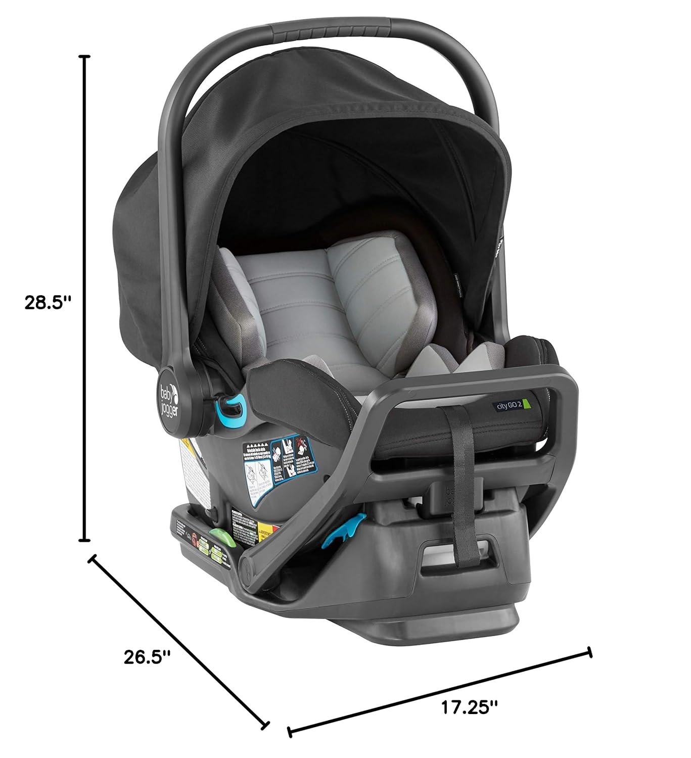 Baby Jogger® City GO 2 Infant Car Seat, Lunar Black – Lightweight Rear-Facing Infant Car Seat, Travel System Compatible, Taxi-Safe