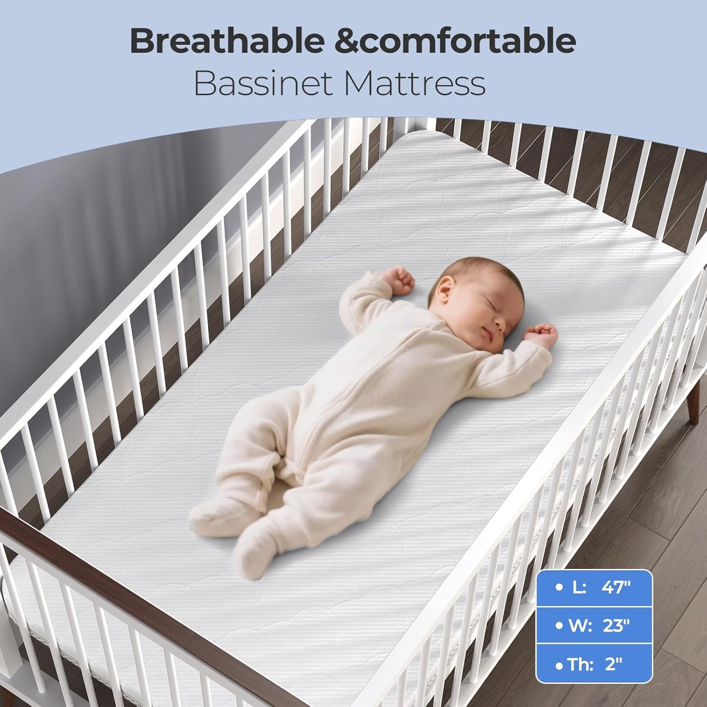 36.5x25 Playard Mattress for Trend: 1.5" Thick Dual Sided Gel Memory Foam Bassinet Mattress Fit for Dream On Me Nest/Zodiak/Zoom Portable, Pamo Babe Deluxe and Baby Trend Playard