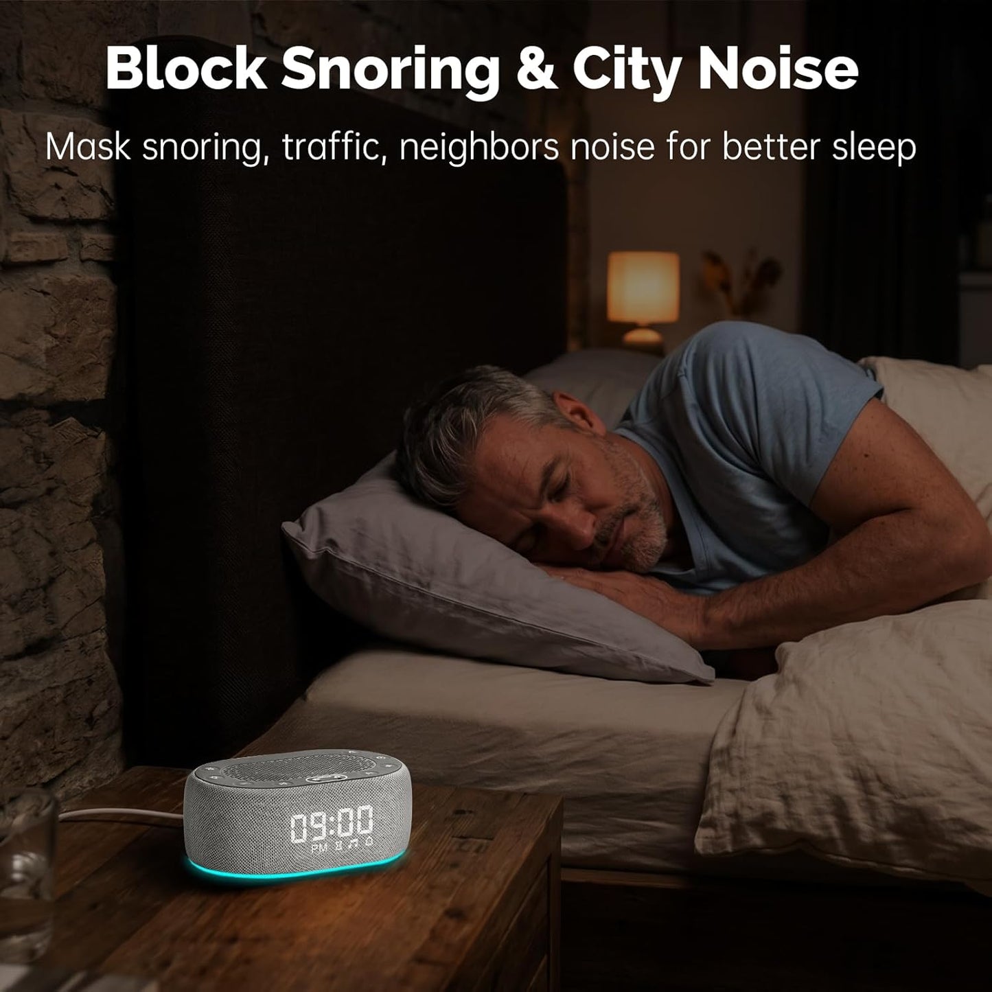1Mii White Noise Sound Machine with Alarm Clock, Sound Machine for Sleep for Adults Baby, 30 Soothing Sounds, Smart App Controlled, Dimmable 7-Color Night Light, Sleeping Timer, 30 Volume Levels