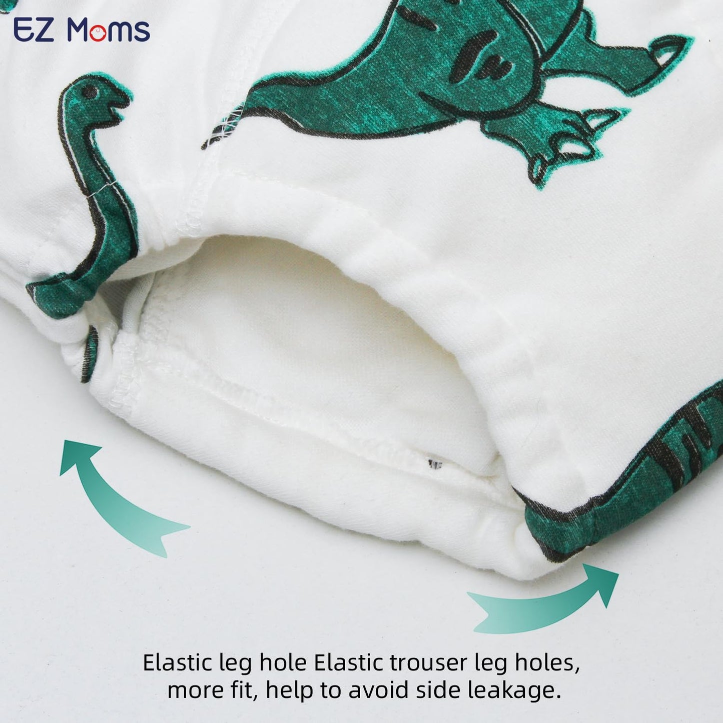 EZ Moms 6 Packs Absorption Toddler Potty Training Underwear for Boys 100% Cotton Toilet Training Pants 1T Leakproof Reusable Kid Confident Toddler Panties Dinosaur Pee Pants with Potty Sticker Chart