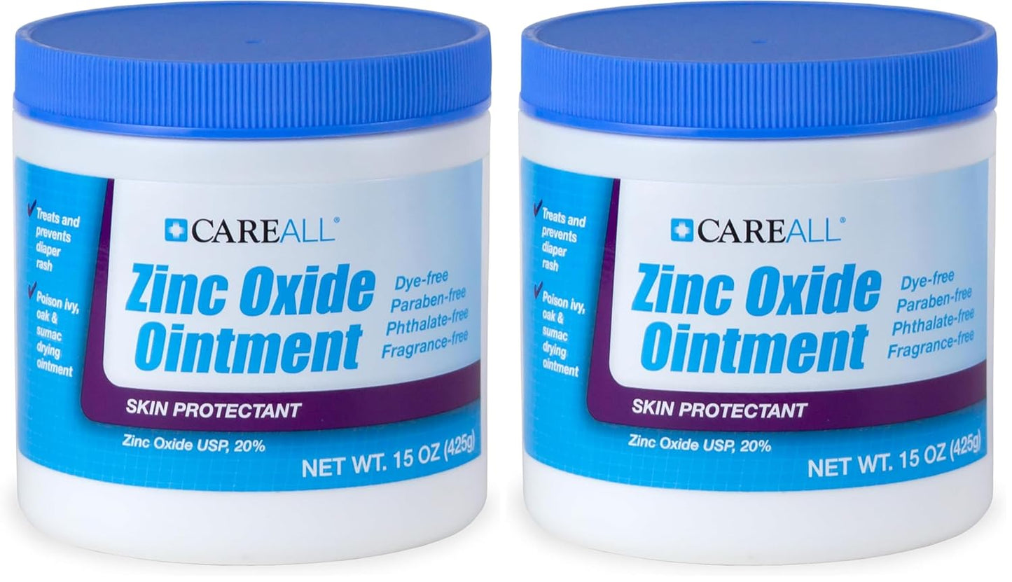 CareAll Zinc Oxide 20% Skin Protectant Barrier Ointment 15 oz., Provides Relief, Prevention and Treatment for Chafing due to Diaper Rash. Helps Seal Out Wetness. Non-Nano.