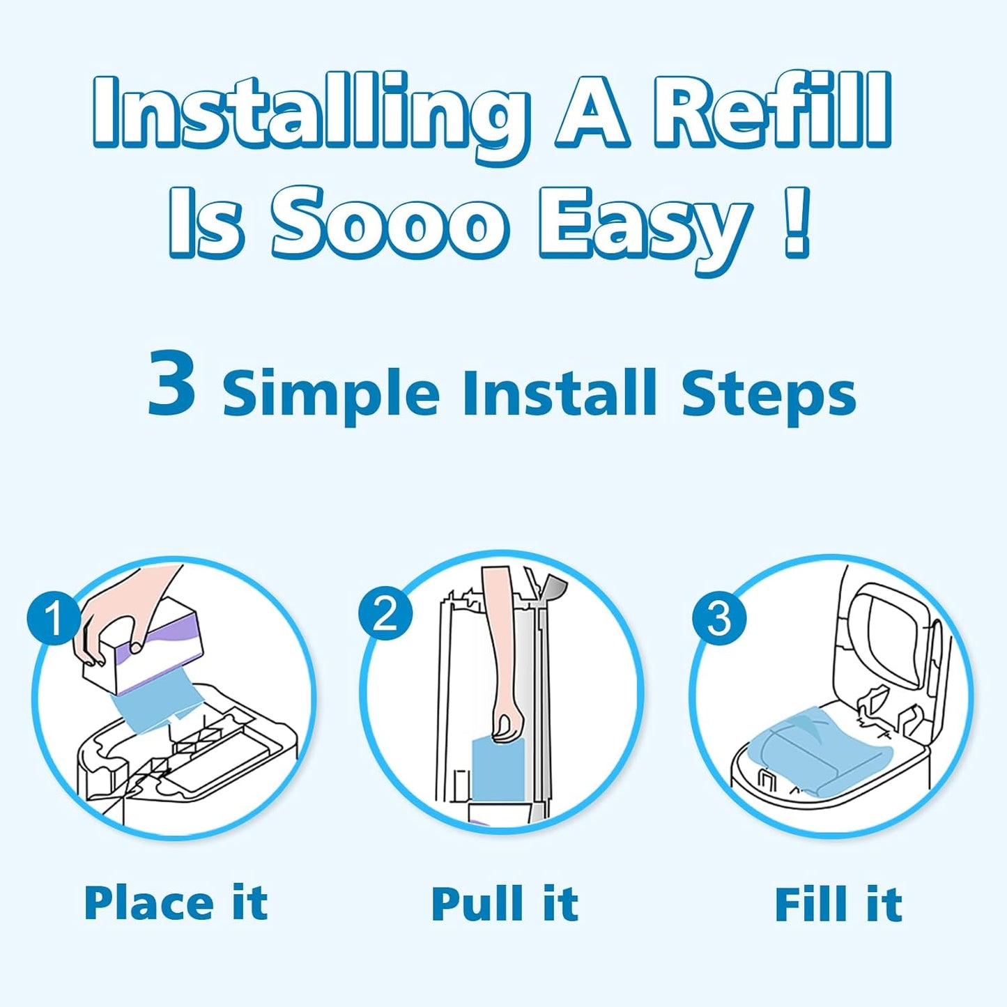 Refills Compatible with Genie Easy Roll Signature Diaper Pail and Platinum Diaper Pail, Upgraded 90 Bags Hold up to 4200 Newborn Diapers, Extra Thickness Powerful Odor Control