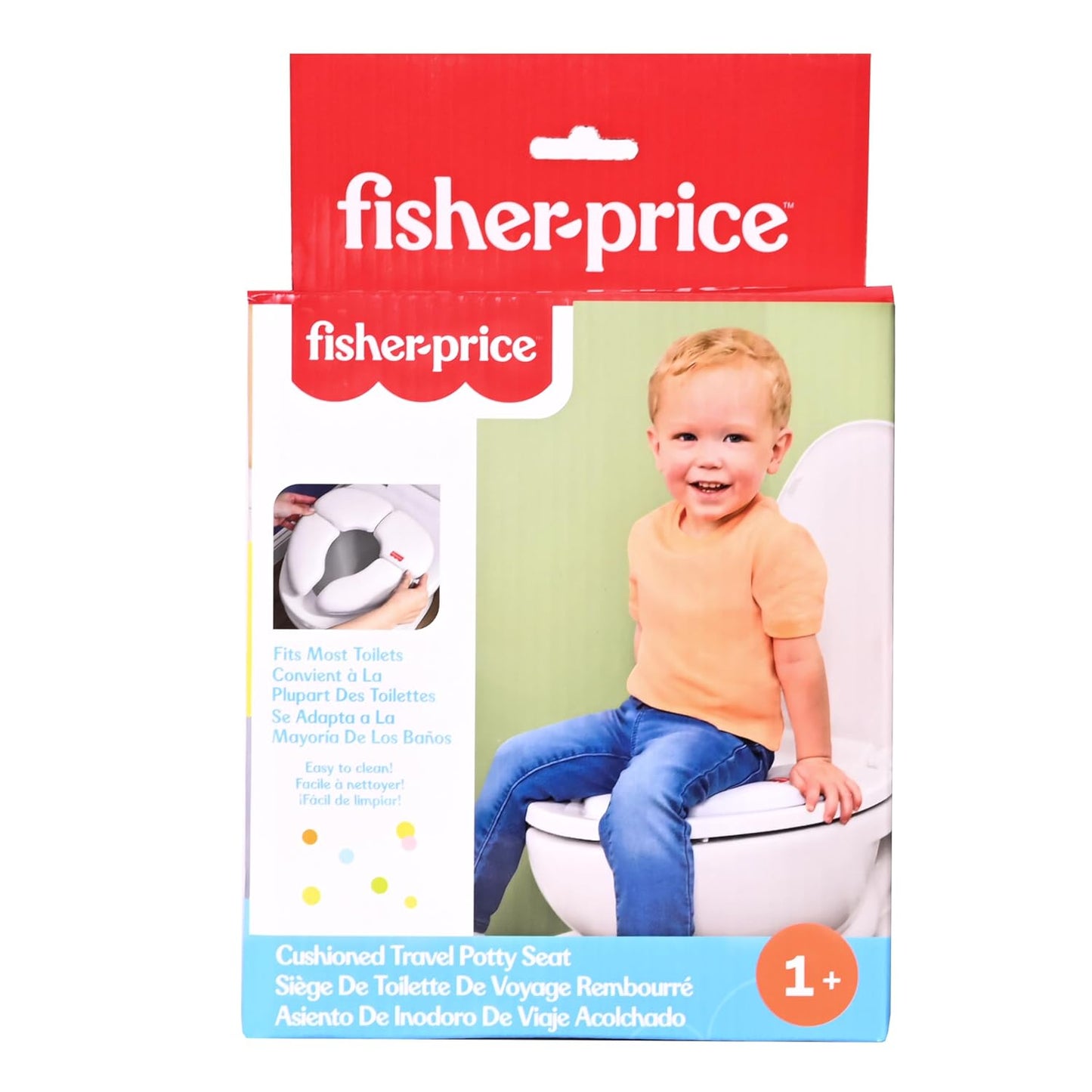 Fisher-Price™ 2-N-1 Potty Trainer with Flushing Sounds, Chart & Storage – White Floor Potty Chair with Splash Guard, Removable Ring & Bowl, Patented Snap Safe Ring Technology