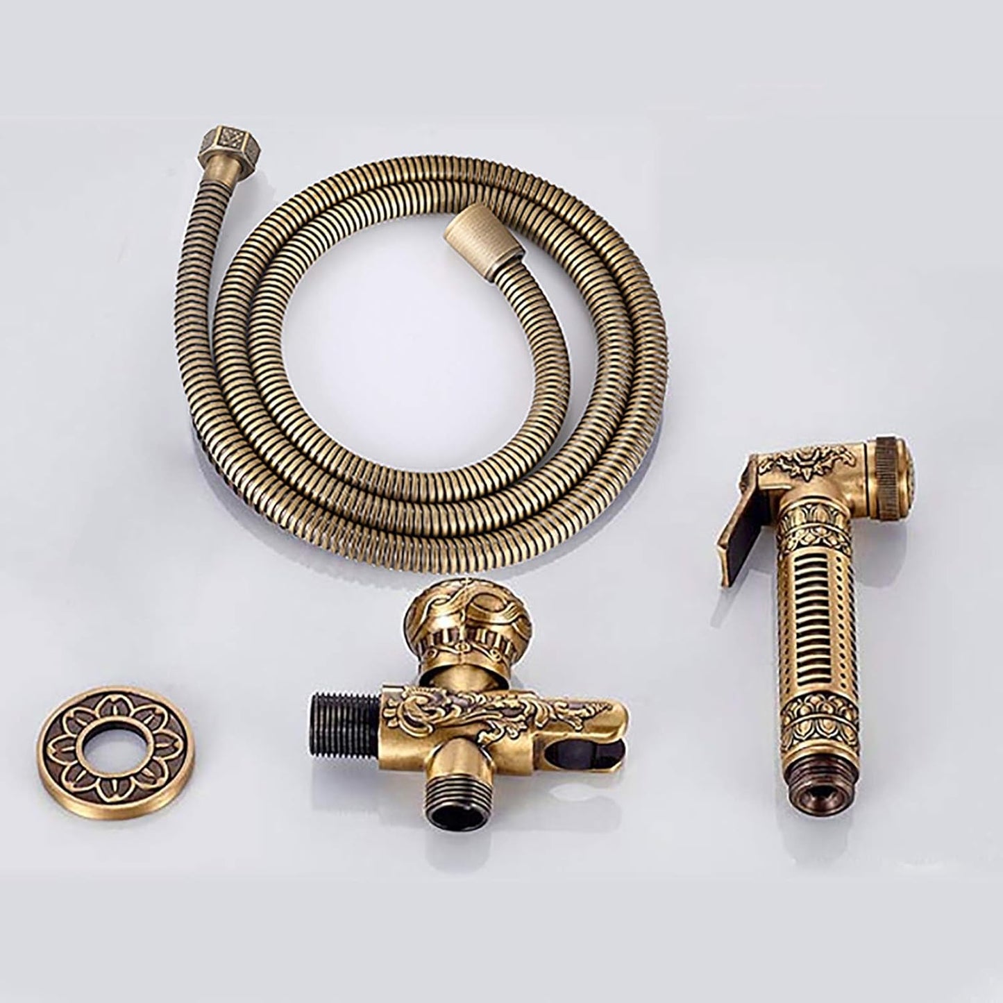 Handheld Bidet Sprayer for Toilet, Antique Bathroom Cloth Diaper Sprayer Set Brass Single Cold Water Bidet Sprayer Kit with Stainless Steel Shower Hose,with Angle Valve(Without Angle Valve)