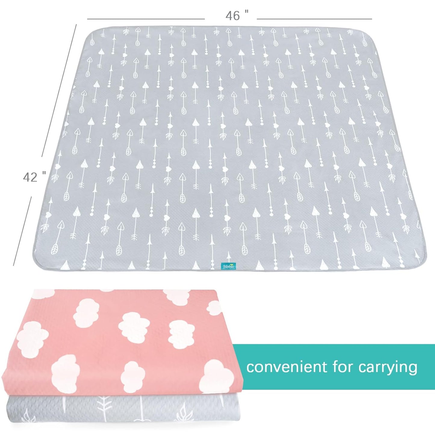 Splat Mat 2 Pack for Under High Chair & Arts & Crafts & Eating Mess, Waterproof 42''×46'' Baby Playtime Anti-Slip High Chair Mat for Floor or Table, Reusable & Portable Splash Mat