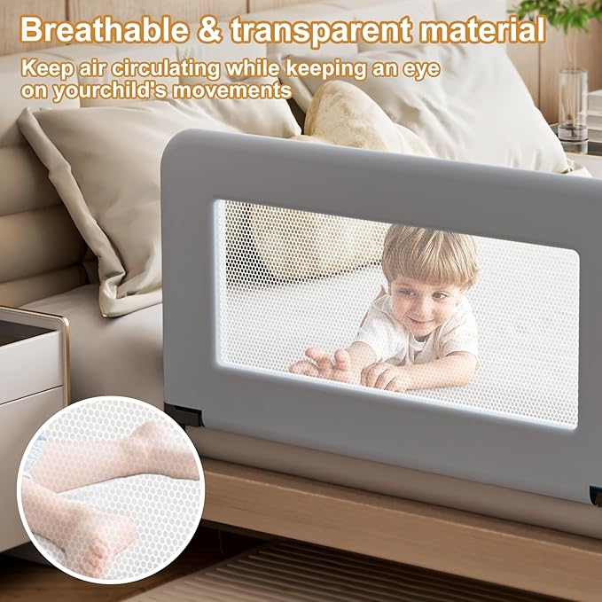 Toddler Bed Guard Rail for Baby - Sturdy Metal Safety Rail for Twin, Crib, Queen, Bunk, Full Side Beds - Kids Guardrail Protector