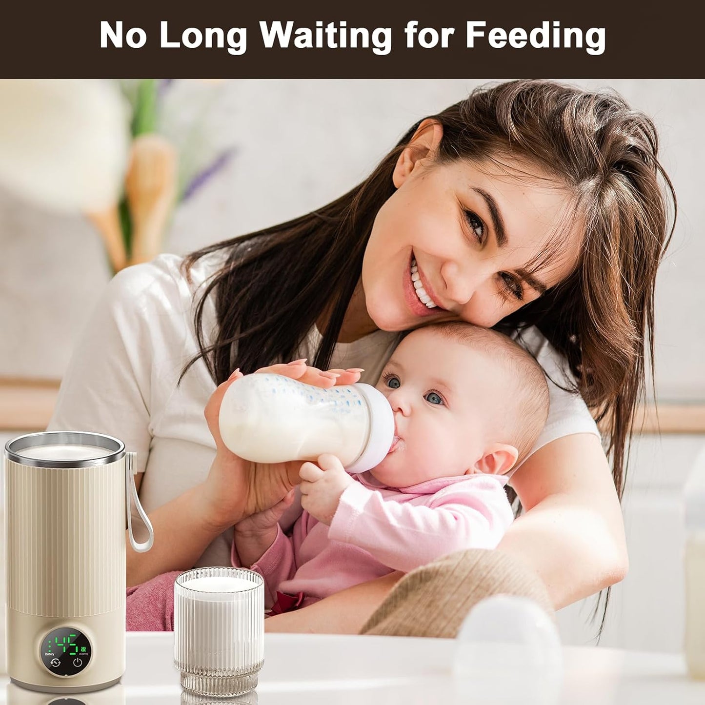 Portable Bottle Warmer & Mixer, Even Heating Formula to Keep Nutrient,Baby Bottle Warmer for Breastmilk & Formula,Defrost,Leakproof,Accurate Temp Control,Keep Warm