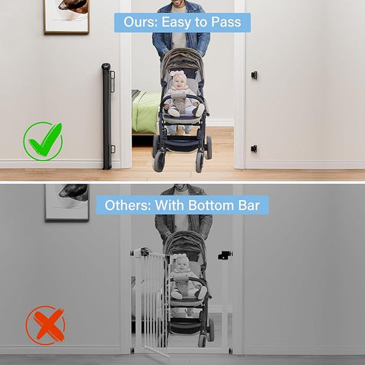 PRObebi Retractable Baby & Dog Gate - Extends to 72" Wide, 34" Tall, for Stairs, Doorways, Hallways, Outdoor, Deck, Porch
