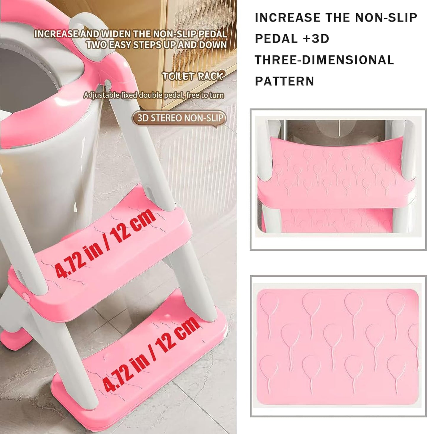 PandaEar Toilet Potty Training Seat with Step Stool Ladder, Comfortable Safe Potty Seat with Anti-Slip Pads Ladder & Bear Design for Kids Boys Toddlers -Grey