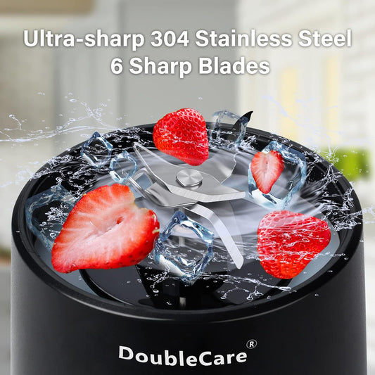 Portable Blender Cup,Electric USB Mini Juicer Blender For Shakes and Smoothies, Juice,380ml, Six Blades Great for Mixing,Black