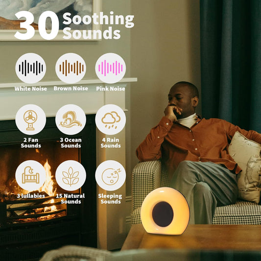 DailyBody Sound Machine White Noise Machine with 30 Soothing Sounds 12 Colors Night Light 36 Levels Volume 5 Timers & Memory Function Effectively Blocks Noise Ideal Sleep Machine for Baby Kids Adults