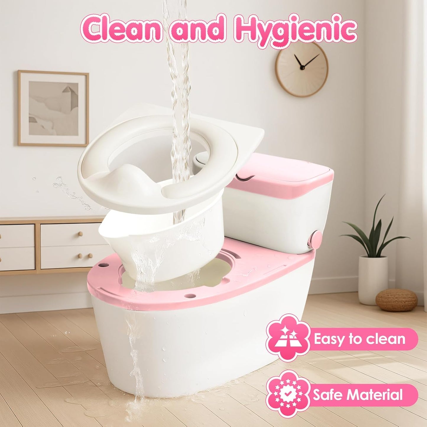 TOSGN 3-in-1 Toddler Potty Training Toilet, for Ages 6 Months+, Realistic Potty Training Seat with Flushing Sound, Wipes Storage, Toilet Paper Holder