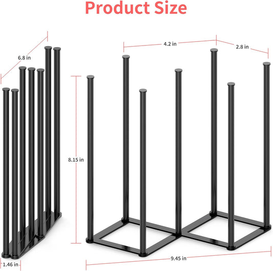 Collapsible Bottle Drying Rack, Baby Bottle Drying Rack, Foldable Cup Draining Holder, Retractable Reusable Silicone Bag Dryer with Non-Slip Bottom - Stainless Steel (Black)