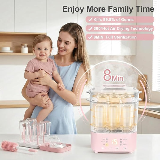 Bottle Sterilizer and Dryer, Compact Electric Steam Baby Bottle Sterilizer丨Esterilizador de Biberones for Baby Bottles, Pacifiers, and Pump Parts, Large Capacity