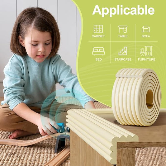Baby Proofing Wall Corner Protector,Edge Guard Corner Protector,6.56ft Thinken Soft Corner Protectors Pre-Taped Soft Rubber Foam Edge Cushion for Furniture (Coffee Brown, 6.56Ft x 5.9" W x 0.47" Th)