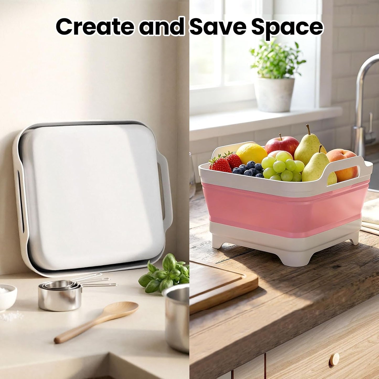 Volnamal Collapsible Wash Basin for Baby Bottles - Portable 2.4 Gallon Dish Tub with Drying Rack & Lid, Foldable Sink for Camping, Outdoor Space-Saving Tub for Kitchen, RV, Camping, Outdoor Use