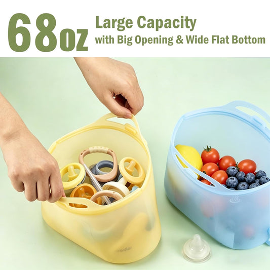 Silicone Travel Bottle Sterilizer Bags | 2000ml Microwave Steam Sterilizer Bags for Baby Bottles, Breast Pump & Pacifiers, Reusable Steam Sterilizing Bags for Travel and Home Use (Clear Milk White)