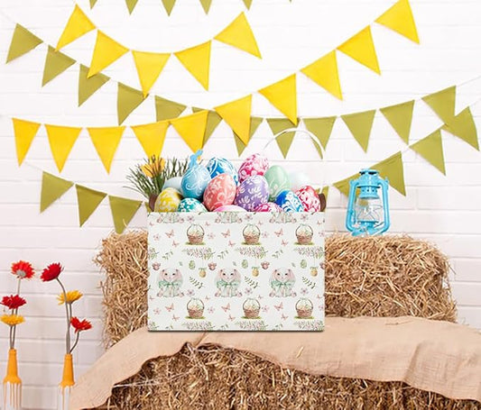 Rectangle Easter Bunny Basket Empty,Gift Basket, Room Decor,Waterproof Storage Bin, Books Box(Easter Bunny)