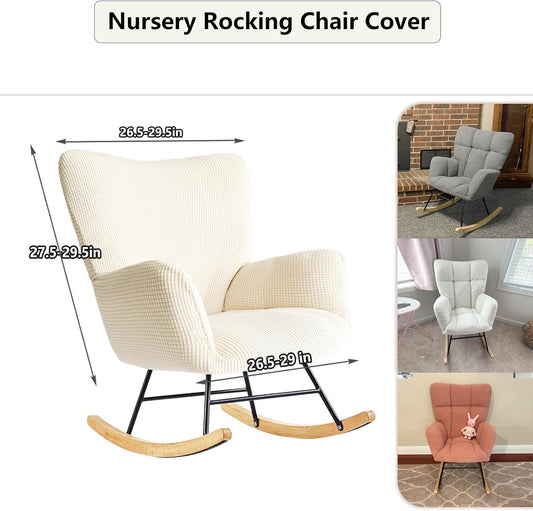 Nursery Rocking Chair Cover,1 Piece Glider Chairs Cover Slipcovers,Soft with Elastic Bottom Spandex Jacquard Small Checks,Furniture Protector Washable