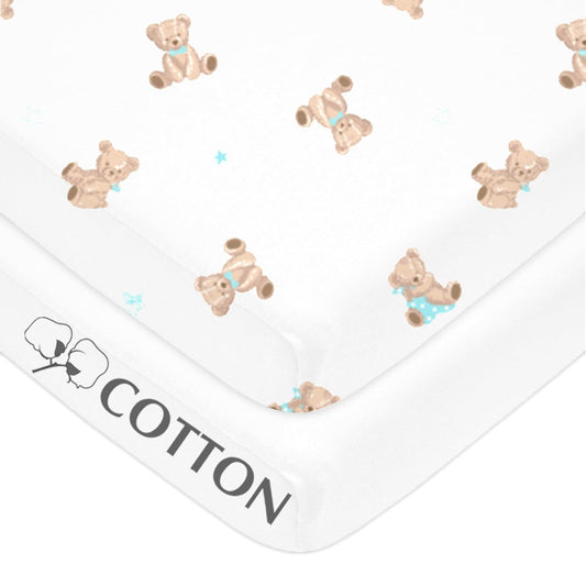 American Baby Company 2 Pack 100% Natural Cotton Fitted Pack and Play Sheets 39" x 27" - Soft & Breathable Pack N Play Sheets for Playard & Mini Crib Mattress, Pink Stars/Zigzag, for Boys & Girls