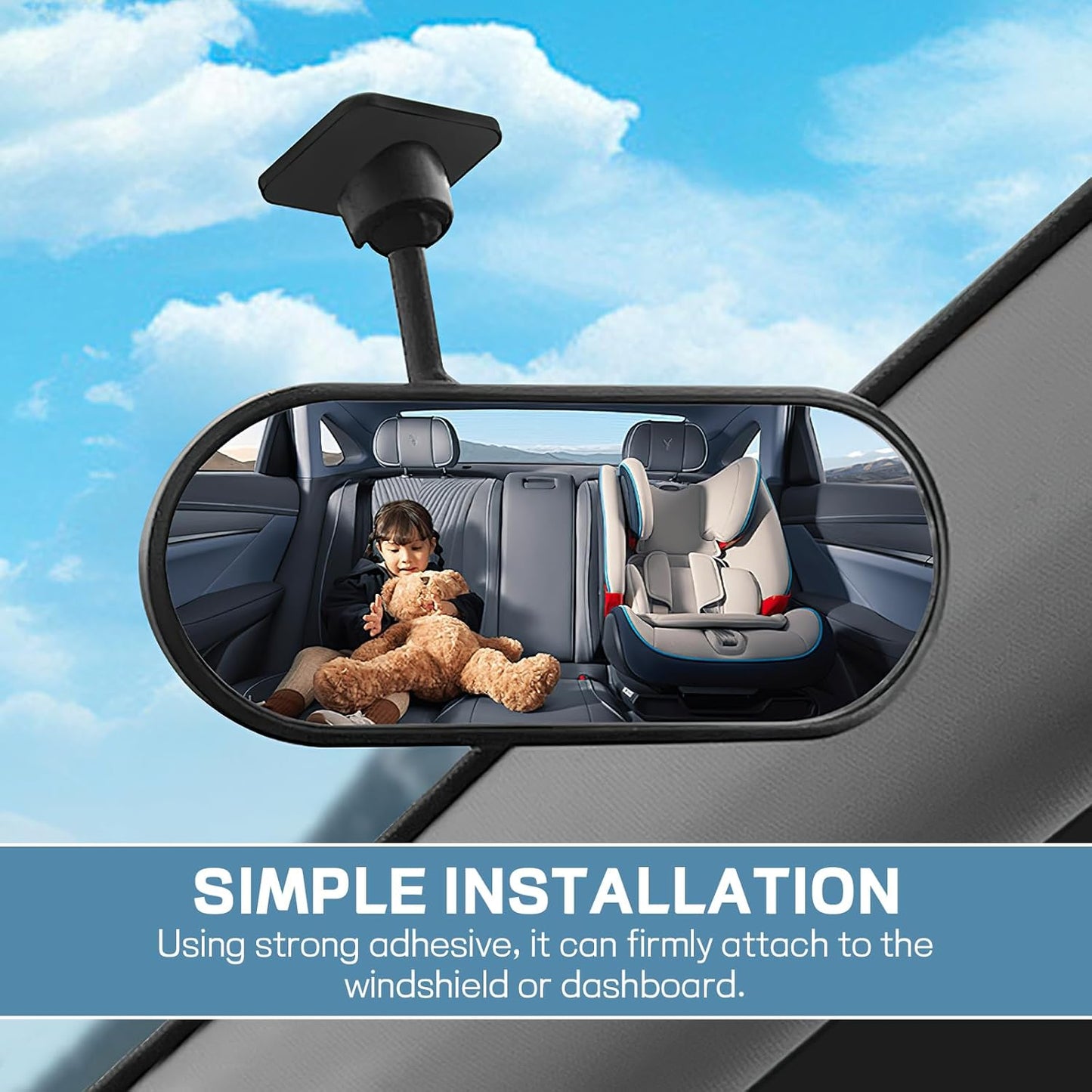 Wuyaoyao HD Baby Car Mirror Rear Facing, Stick-on 360° Adjustable Baby Rear View Mirror for Cars Windshield, Wide Angle Convex Safety Rearview Mirrors for Backseat, Car Accessories Interior (Stick-on)