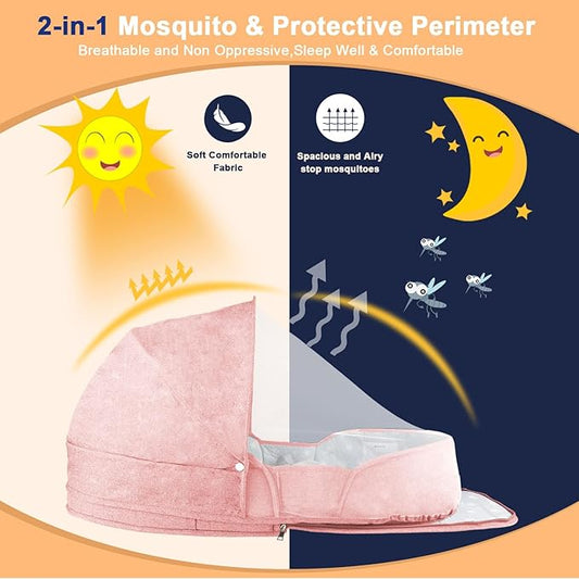 Portable Bassinet for Baby,Baby Bassinets Bedside Sleeper for Travel & Home,Foldable Bedside Crib with Breathable Mesh,Lightweight with Carry Bag & Storage Pocket,Safe Cosleeping Design for Infant