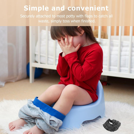 SAFIGLE Elastic Potty Liners 100 Pack Disposable Baby Toilet Trash Bags for Travel Portable Plastic Potty Chair Liners Bathroom Training