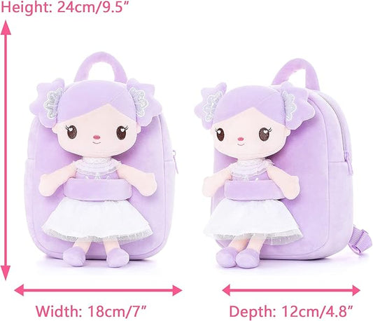 Gloveleya Toddler Backpack Kids Backpack with Candy Purple Doll 9"