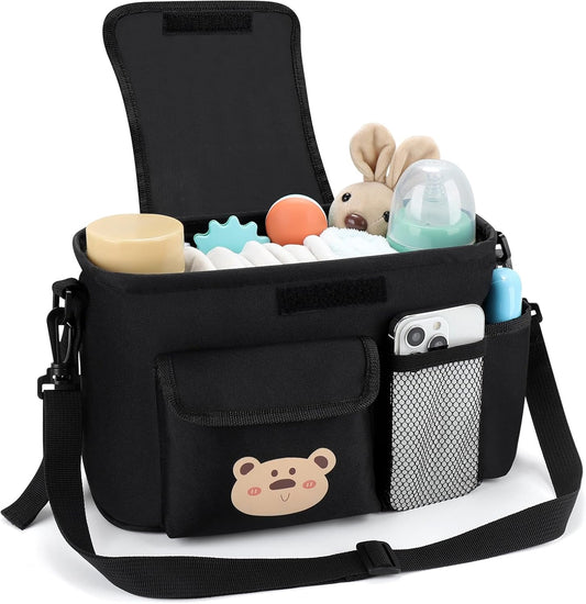 Accmor Universal Stroller Organizer with Cup Holder and Shoulder Strap, Stroller Bag Caddy Organizer Fits for Uppababy, Baby Jogger, Britax Strollers