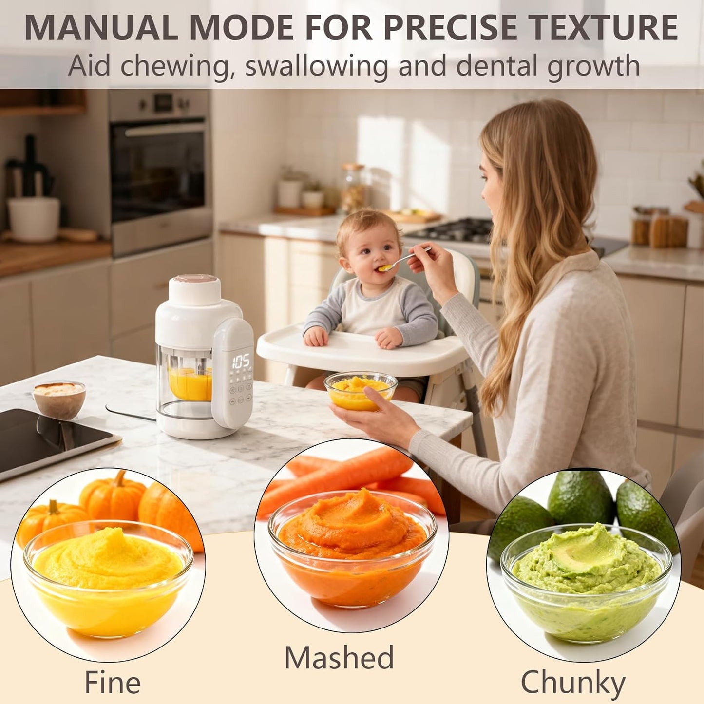 Baby Food Maker Glass 12oz Steamer and Blender Glass Reservoir & Bowl 9 in 1 Baby Puree Maker Dishwasher Safe Food Blender, Timer, Recipe