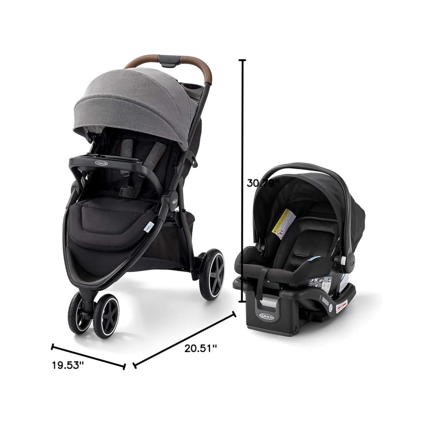 Graco Outpace LX All-Terrain 3-Wheel Baby Stroller, Cohen €” Compatible for Travel System, Easy One-Hand Fold, in-Seat Suspension for Comfortable Ride, Never-Flat Rubber Tires