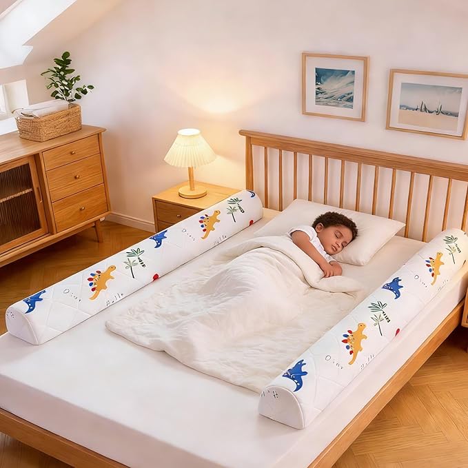 Ceekliybear 2-Pack Premium Foam Bed Bumpers for Toddler, Non-Slip Bed Rails for Toddlers for Twin, Queen, King Beds, Machine Washable Bumpers Cover for Easy Care(Size:52" x 7" x 5")